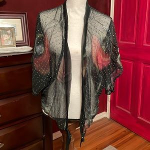 Woman’s Sheer with Sparkles Loose Short Sleeve Dressy Cover-Up